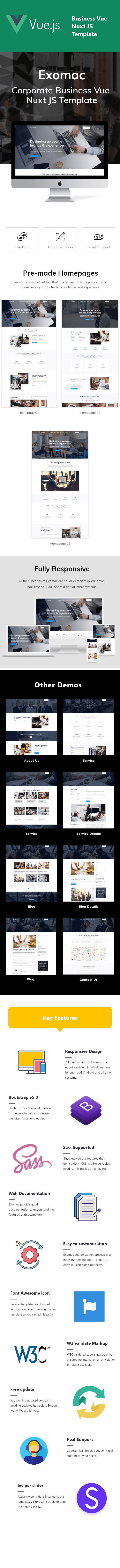 Exomac – Corporate Business Vue Nuxt JS Template - 1