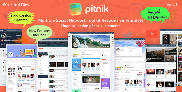 Pitnik Social media Free UI Kit