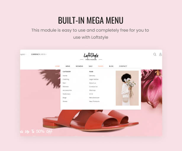 Built-in Mega menu