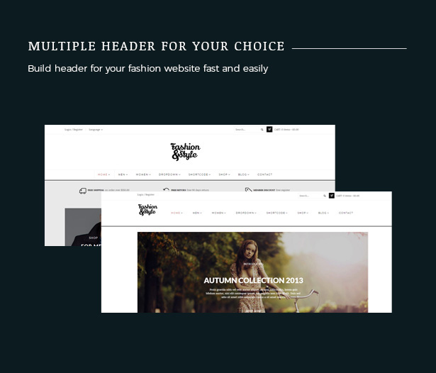 Multiple Header Fashion WooCommerce Responsive WordPress Theme