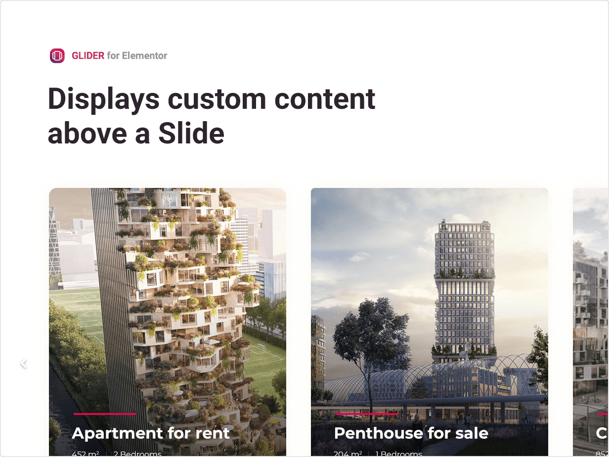 Displays a custom content above a Slide