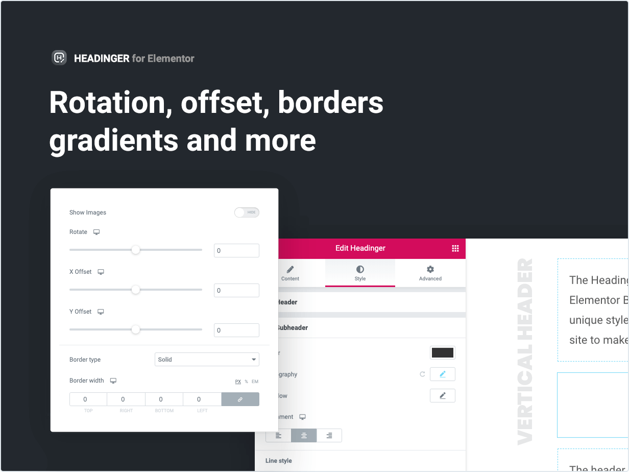 Rotation, offset, borders, gradients and more