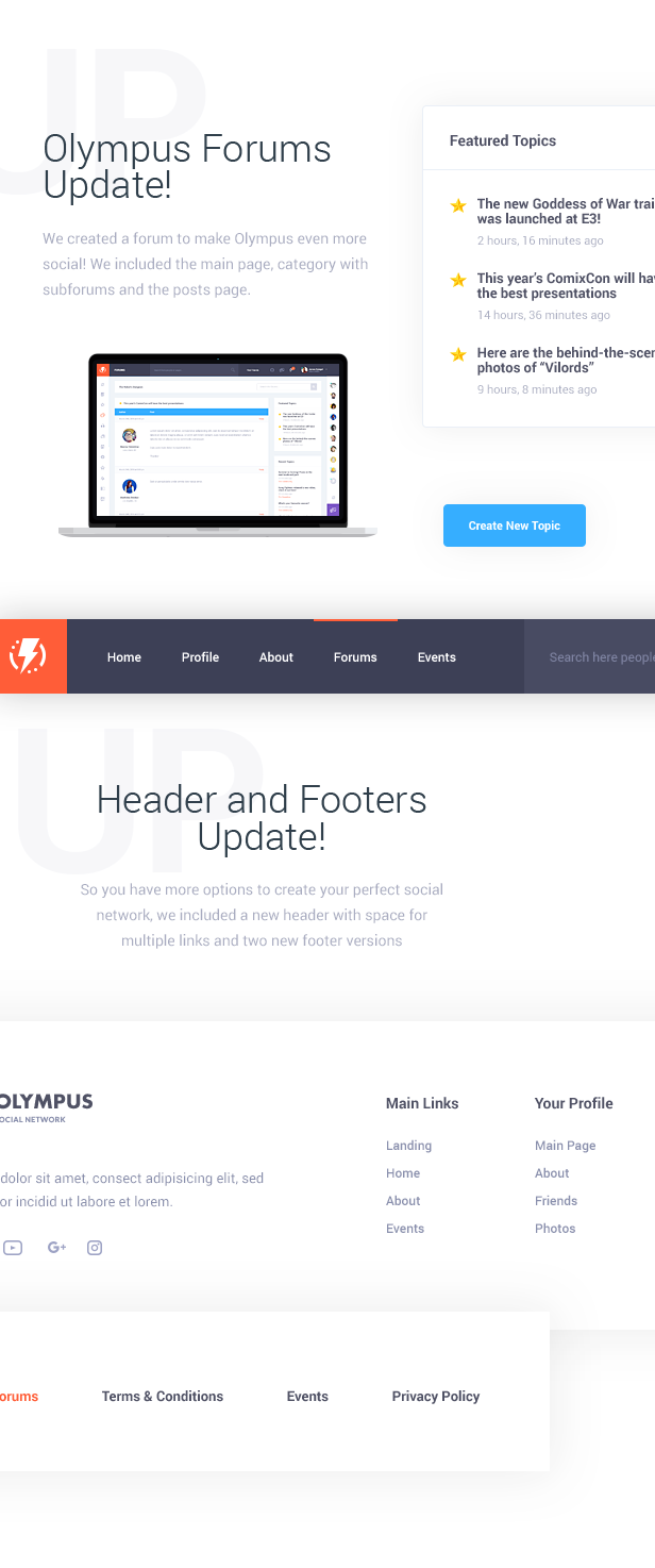 Forum layouts and standard header + footer