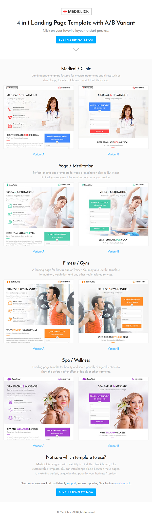 Mediclick - Medical Landing Page WordPress Theme