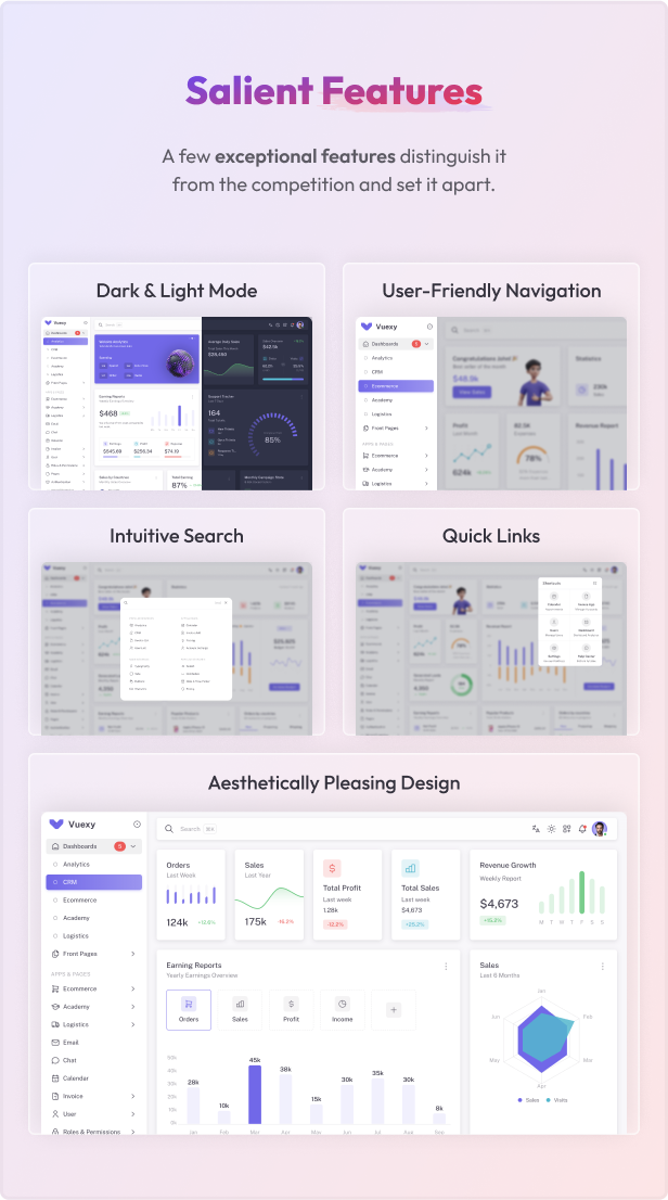 Vuexy Admin - Salient Features