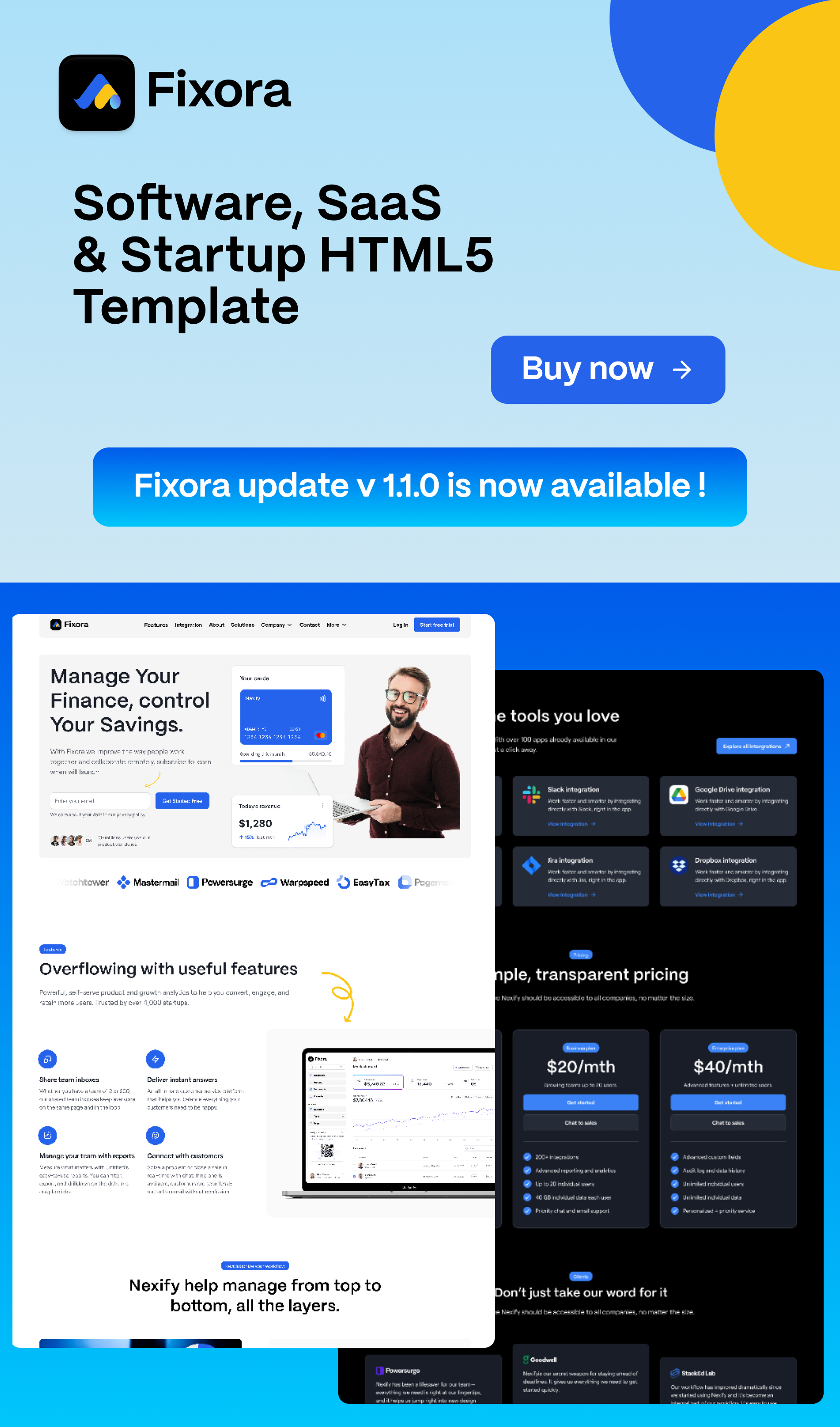 Fixora - Software, SaaS & Startup HTML5 Template - 1