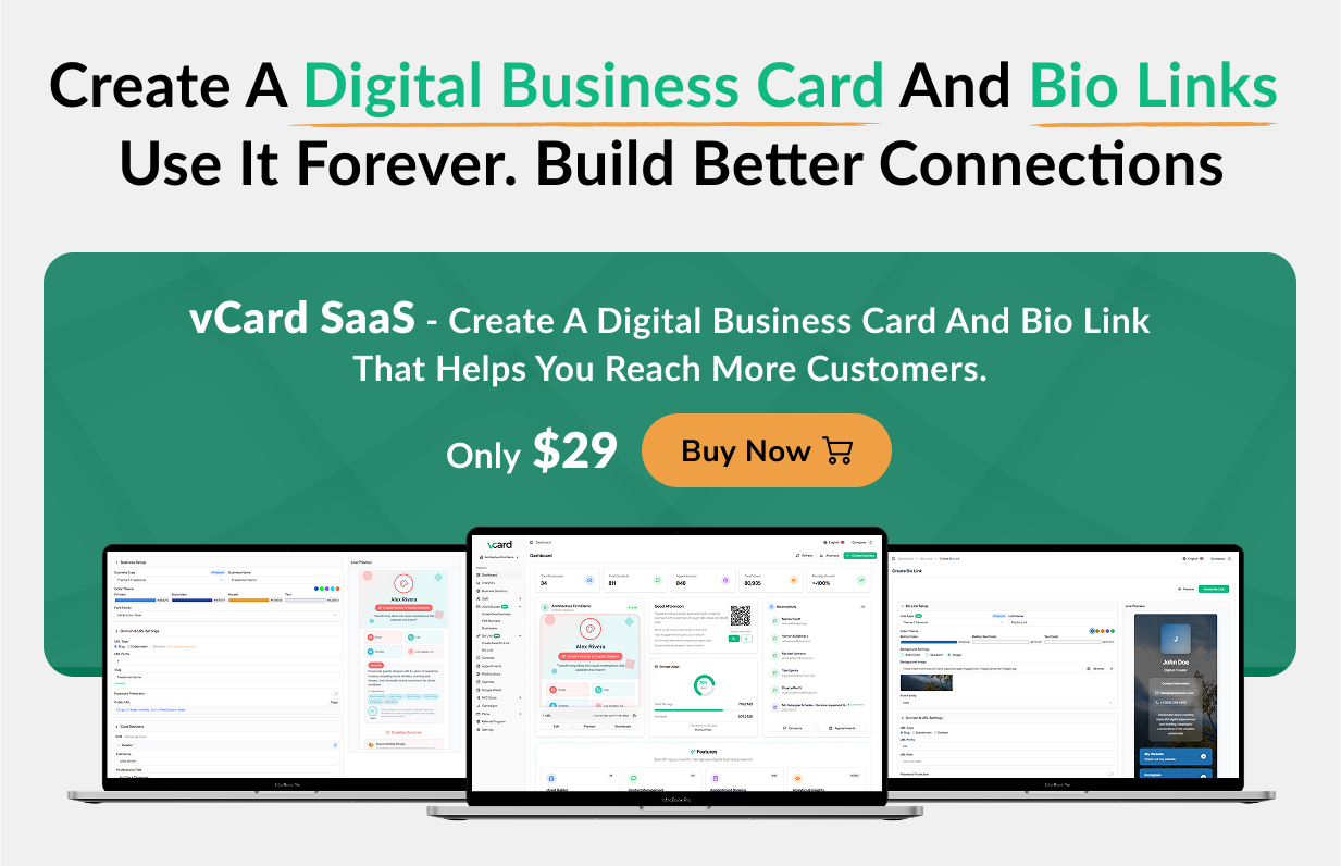 vCard SaaS - Digital Business Card Builder - Bio Links Builder - 58