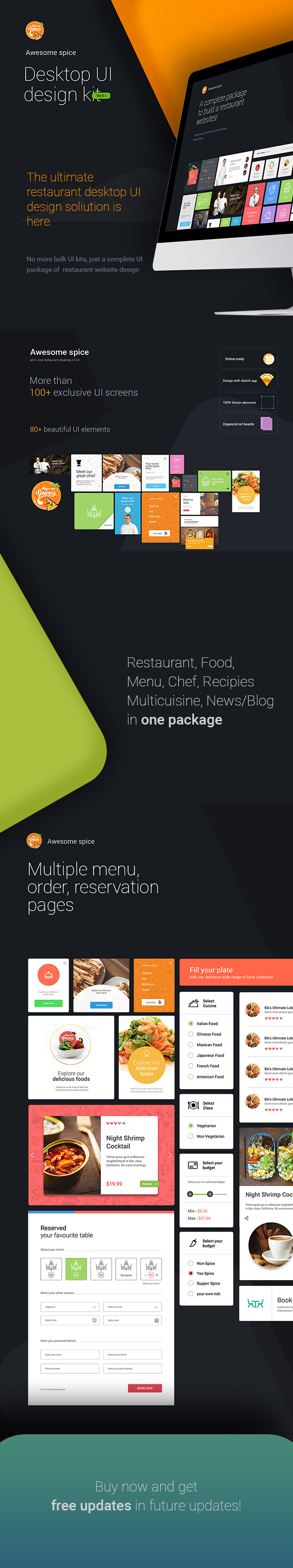 Awesome spice | Desktop UI kit Sketch App - 3