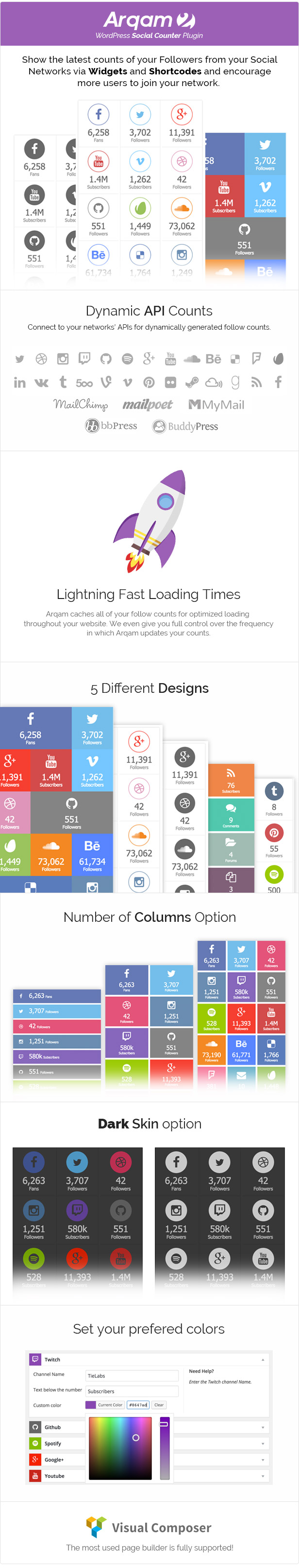 Social Counter Plugin for WordPress - Arqam - 2