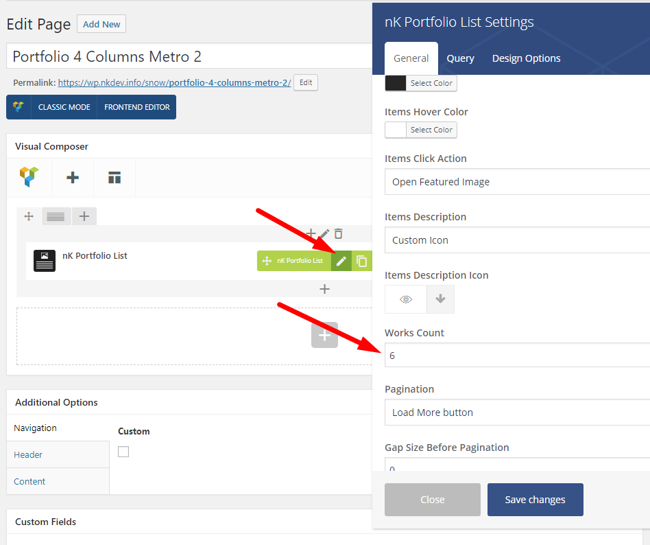 Portfolio List shortcode options