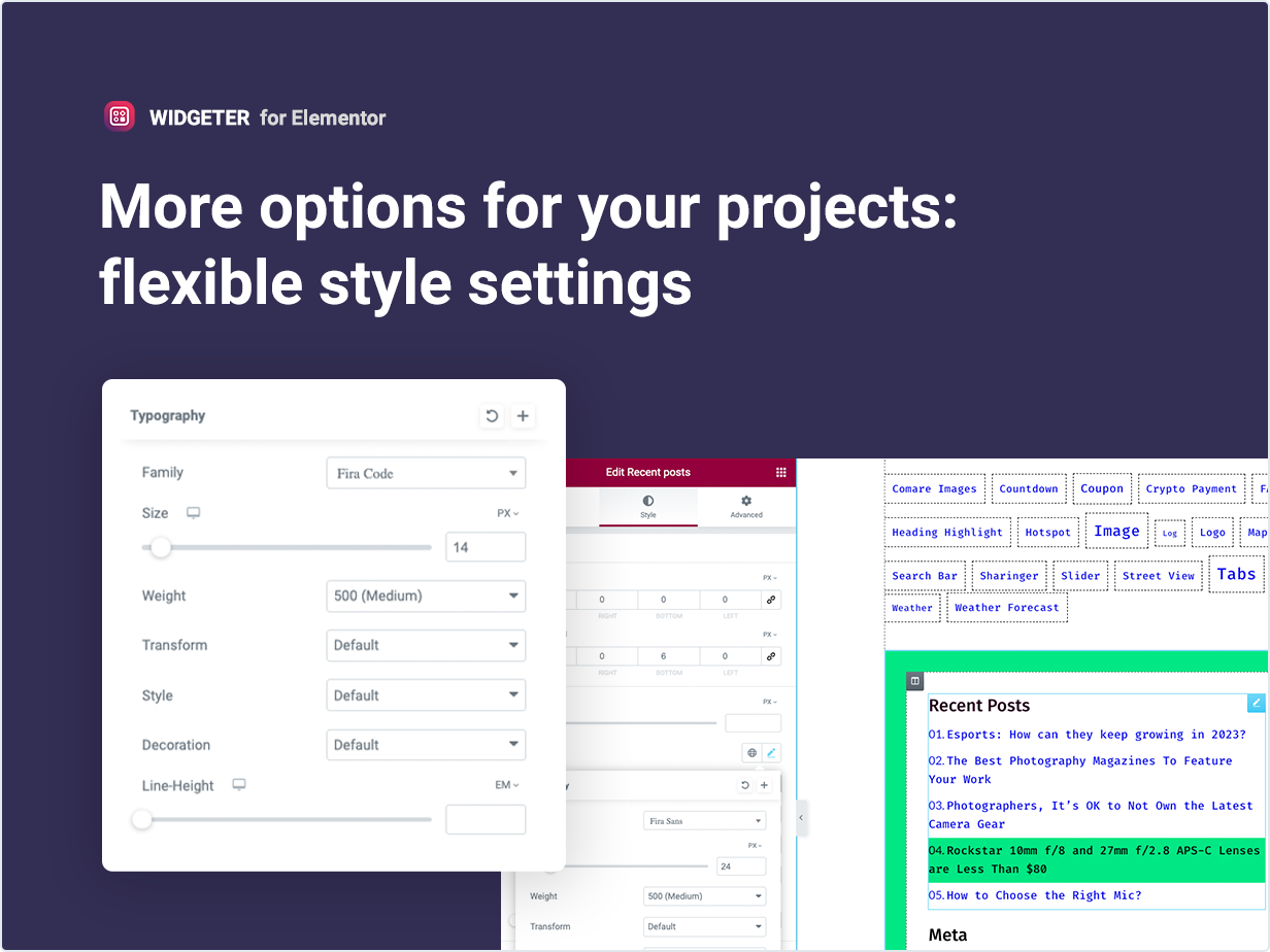 More options for your projects: flexible style settings