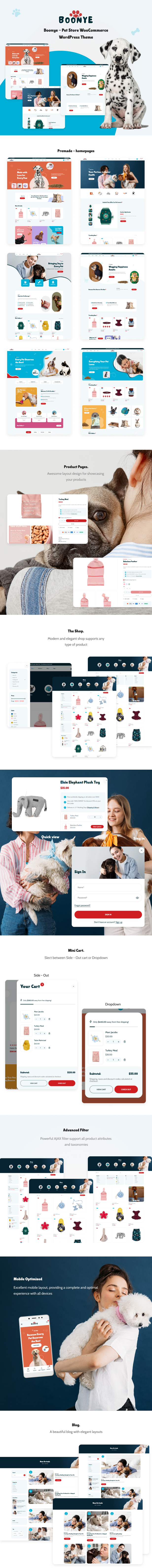 Pet Store WooCommerce WordPress Theme Boonye Preview