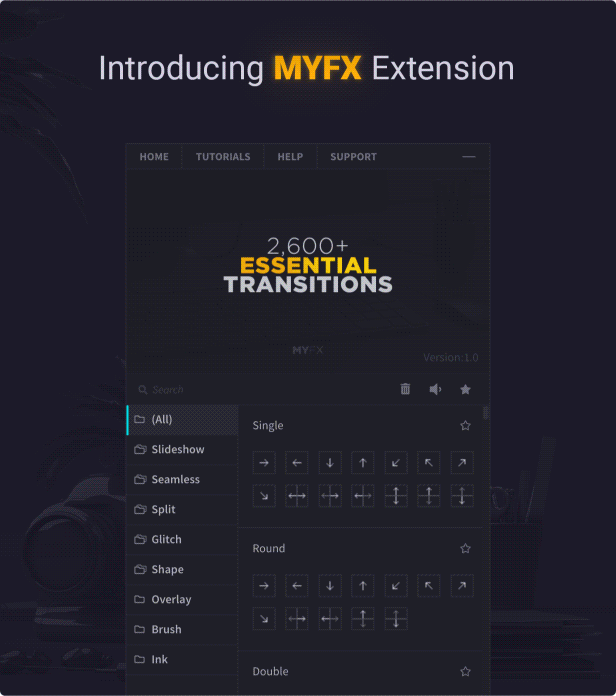 AE扩展-2600组 +无缝转场过渡和文字标题动画以及MG音效素材扩展MYFX-商CG官网