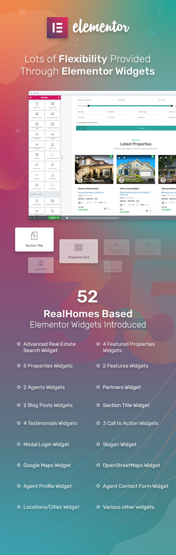52 RealHomes Based Elementor Widgets Introduced