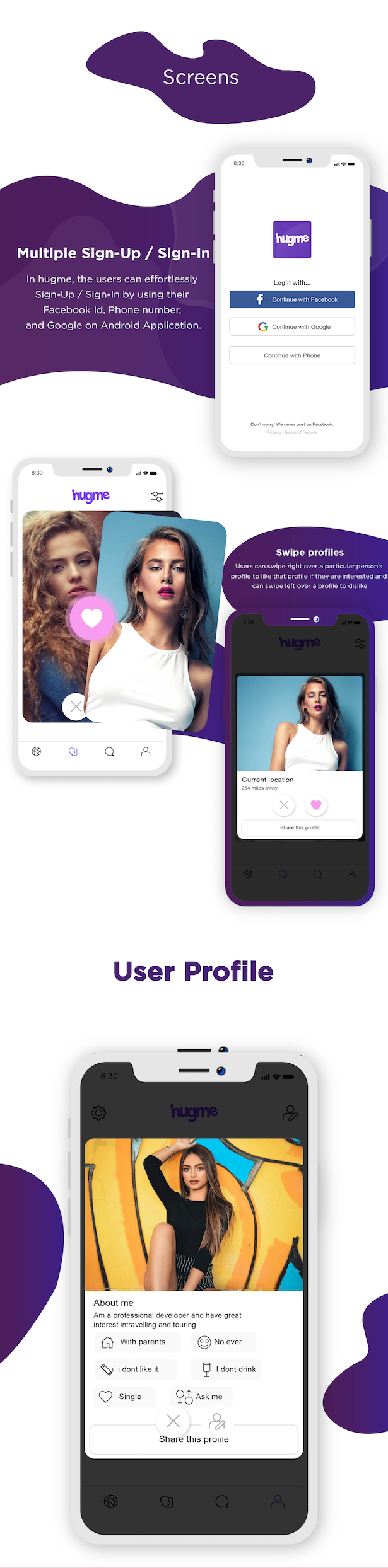 Hugme - Android Native Dating App with Audio Video Calls and Live Streaming - 6