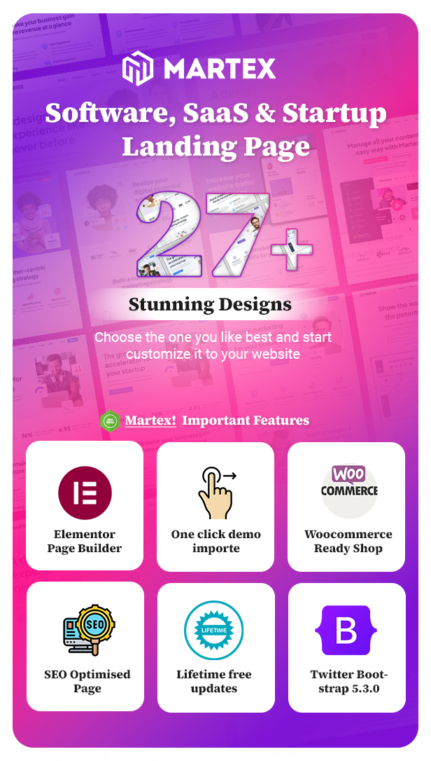 Martex - Software, SaaS & Startup Landing Page WordPress Theme with Automatic AI Content Writer - 1