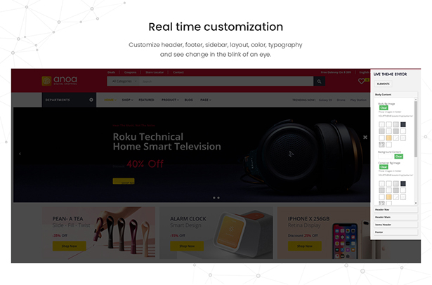 Leo Anoa Supermarket PrestaShop Template - Real-time customization