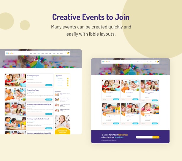 Ibble School- Education WordPress Theme learning events