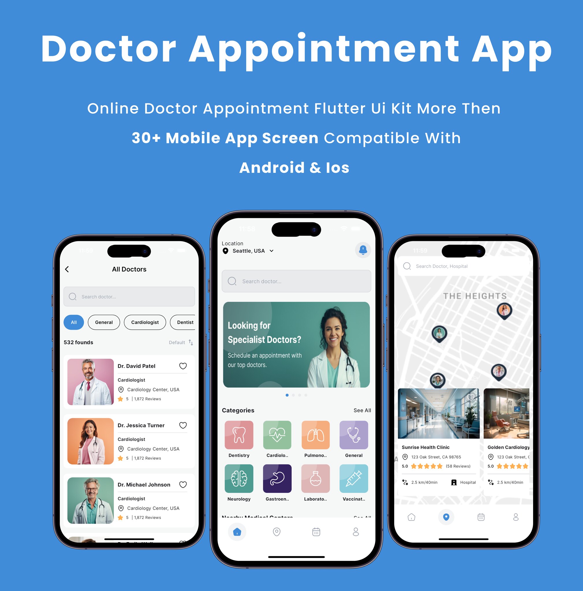 DocAppoint App - Online Doctor Appointment Flutter App | Android | iOS Mobile App Template