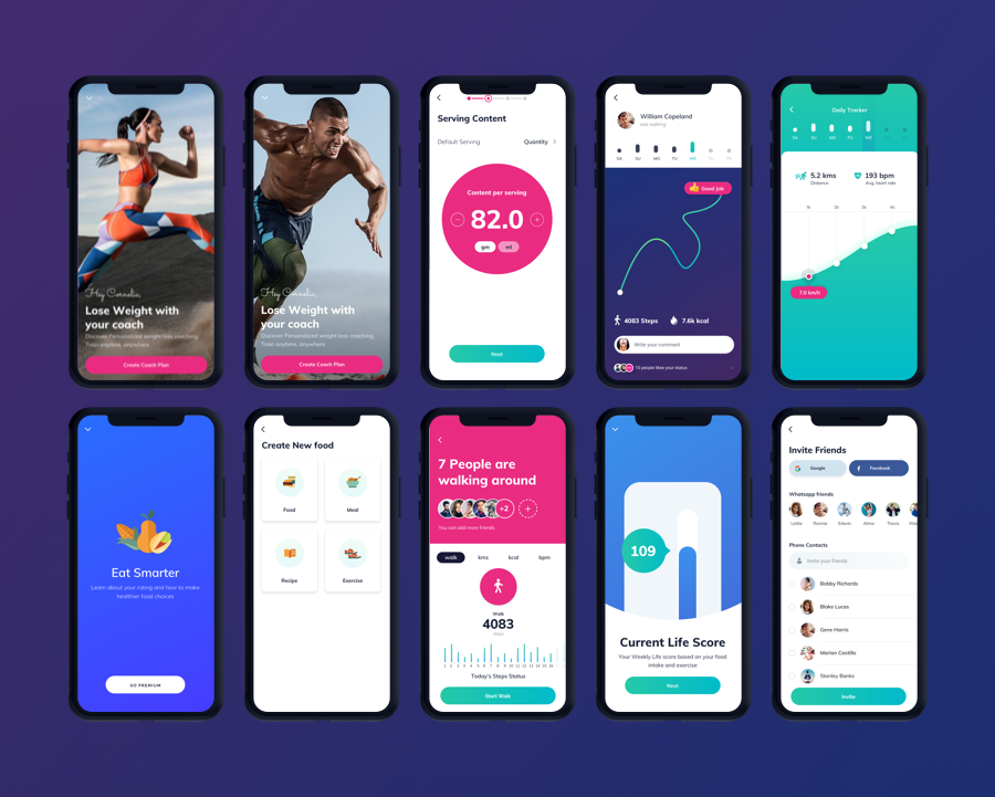 Lifesum Health and Fitness Mobile App - UI kit