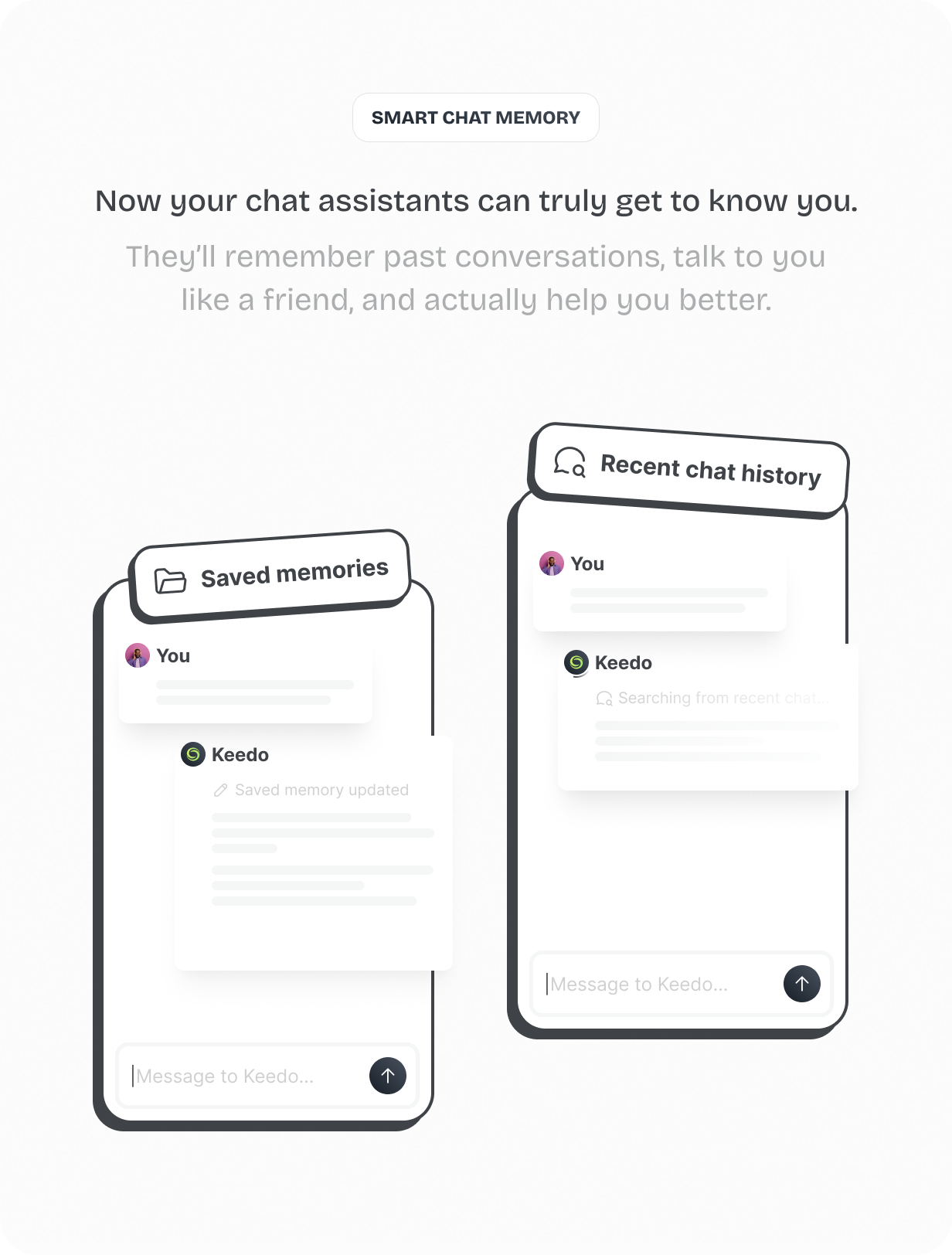 Saved memories and recent chat history @heyaikeedo #aikeedo