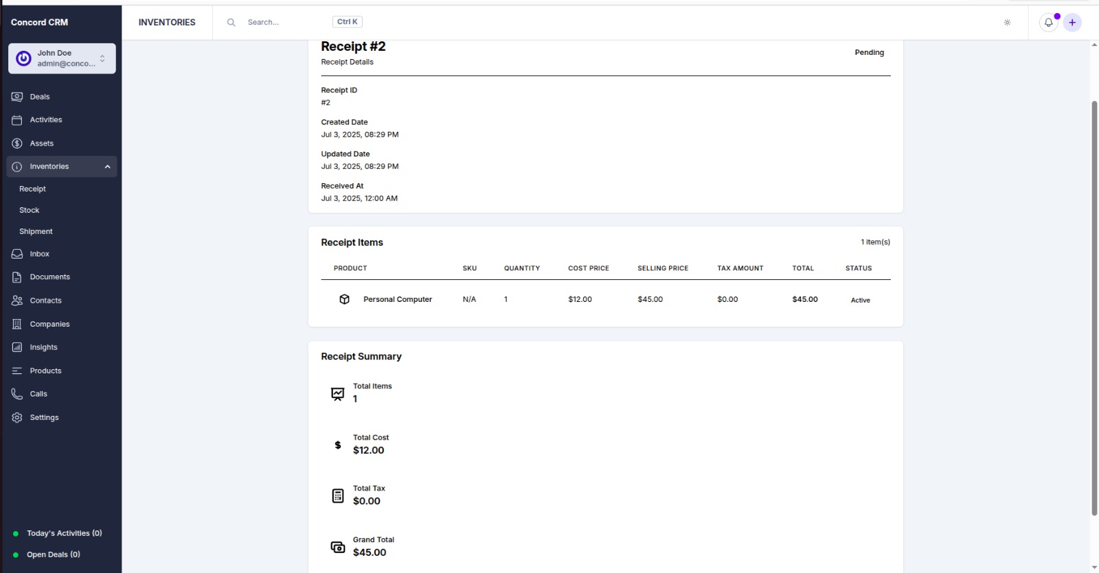 Inventory Management Module for Concord CRM - 6
