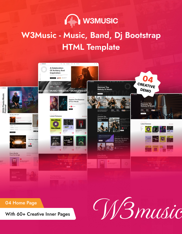 W3Music - Music, Band, DJ Bootstrap HTML Template