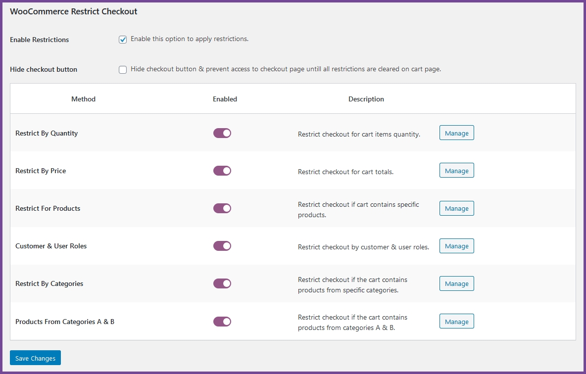 WooCommerce Restrict Checkout Plugin - 1