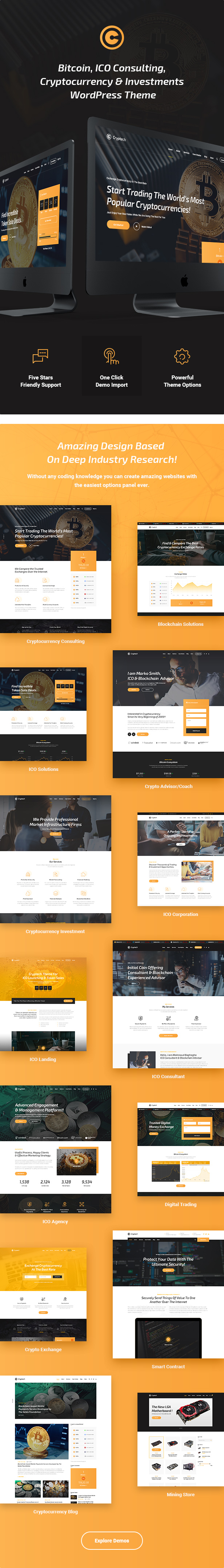 Cryptech - ICO and Cryptocurrency WordPress Theme - 4