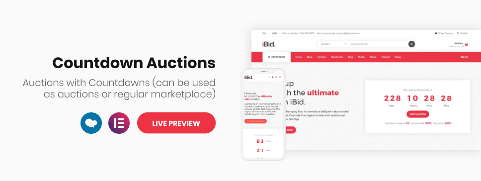 iBid - Tema WooCommerce de leilões de vários fornecedores - 7