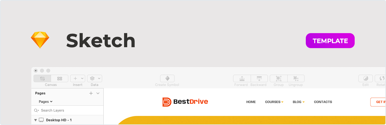 BestDrive – Driving School Template for Sketch