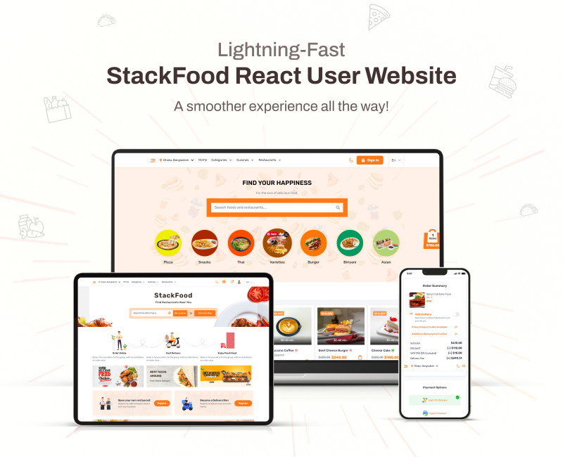 StackFood multi restaurant food delivery solution