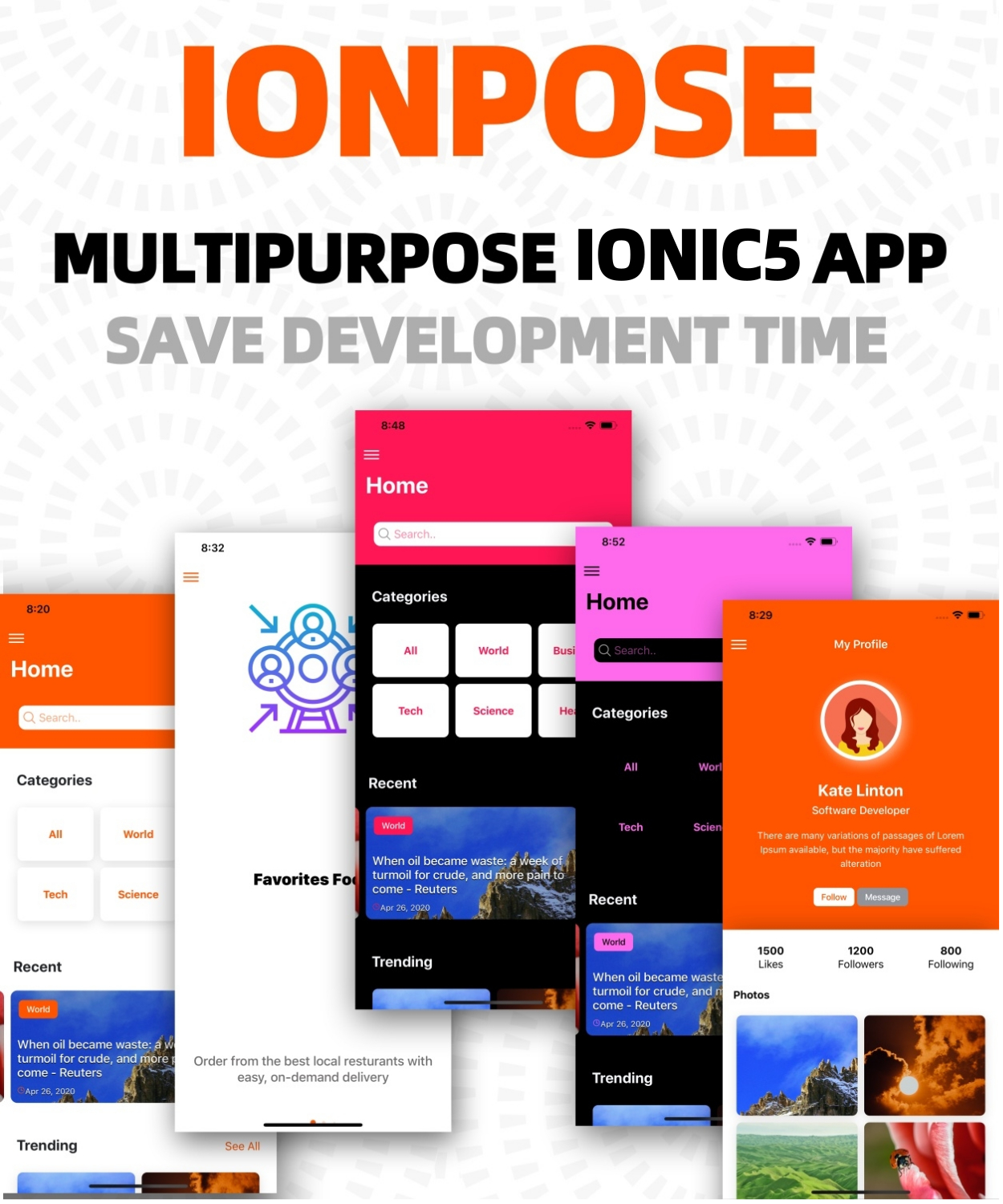 IonPose - Çok Amaçlı Ionic5 App (RTL + Koyu Modu + 15 Tema Renkler + Çoklu Dil Desteği) - 3