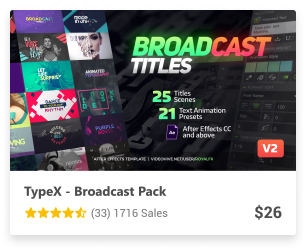TypeX - Broadcast Pack: Title Animation Presets Library, After Effects  Project Files