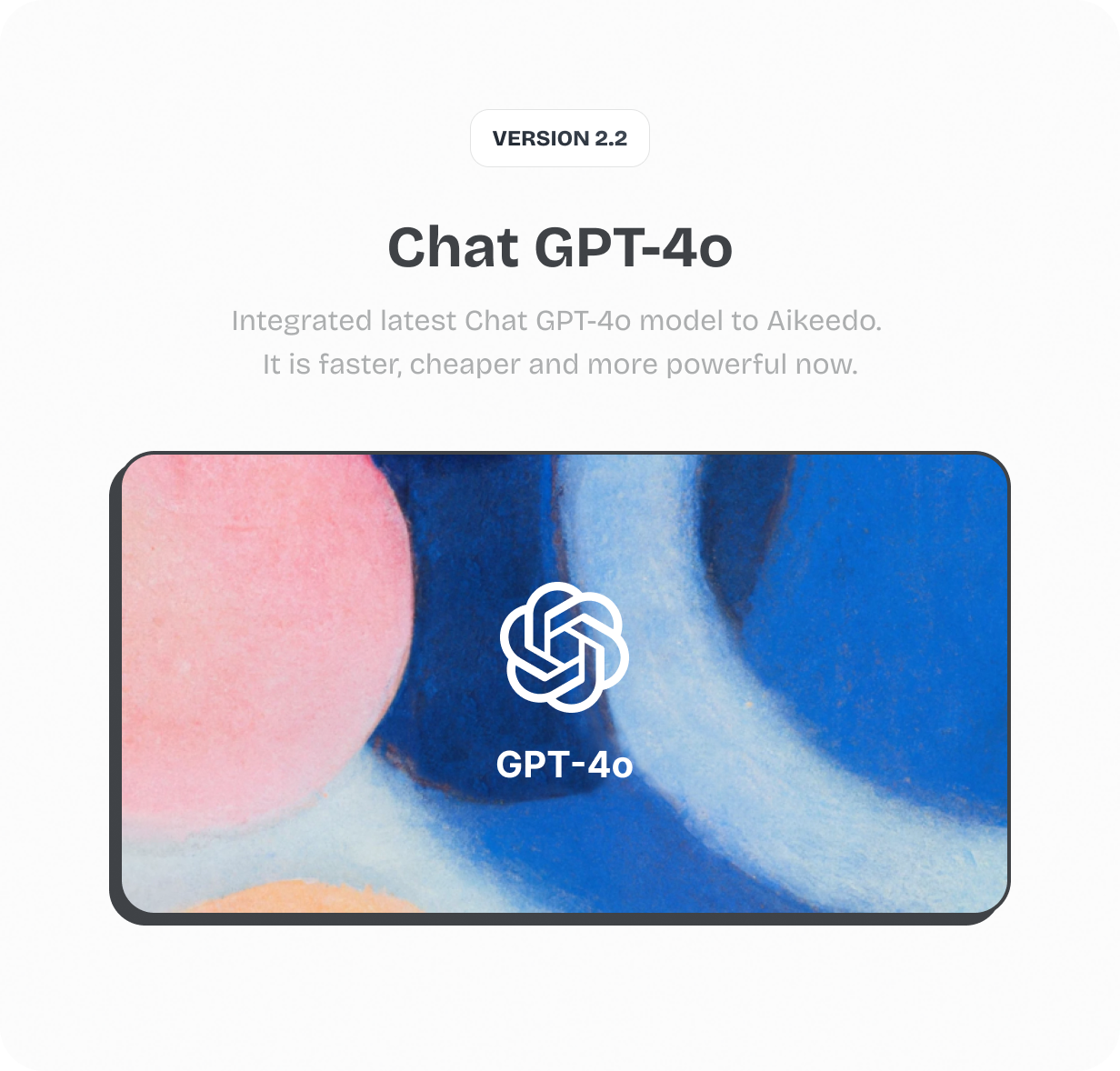 Integrated latest Chat GPT-4o model to Aikeedo. It is faster, cheaper and more powerful now @heyaikeedo #aikeedo