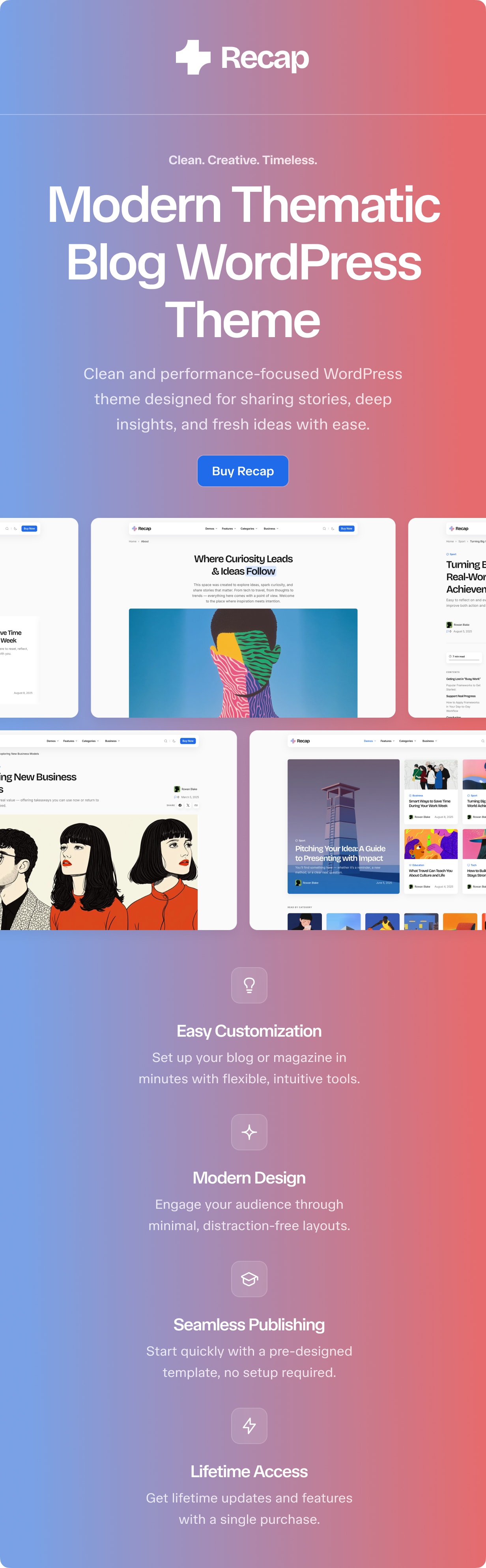 Recap - Modern Thematic Blog WordPress Theme - 1