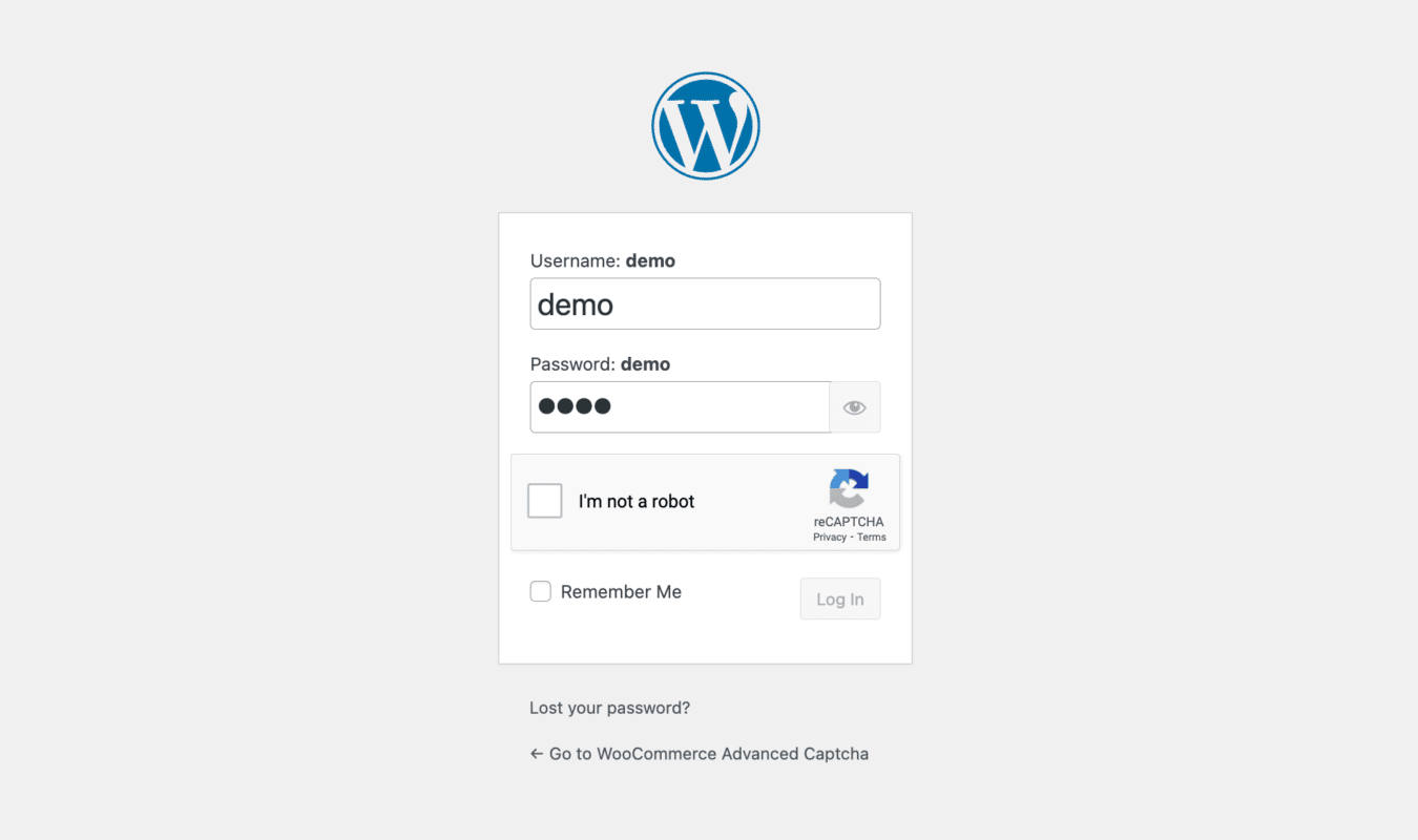 WooCommerce Advanced CAPTCHA plugin backend login form