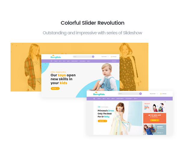 Integrated slider revolution in BerryKid baby fashion shop
