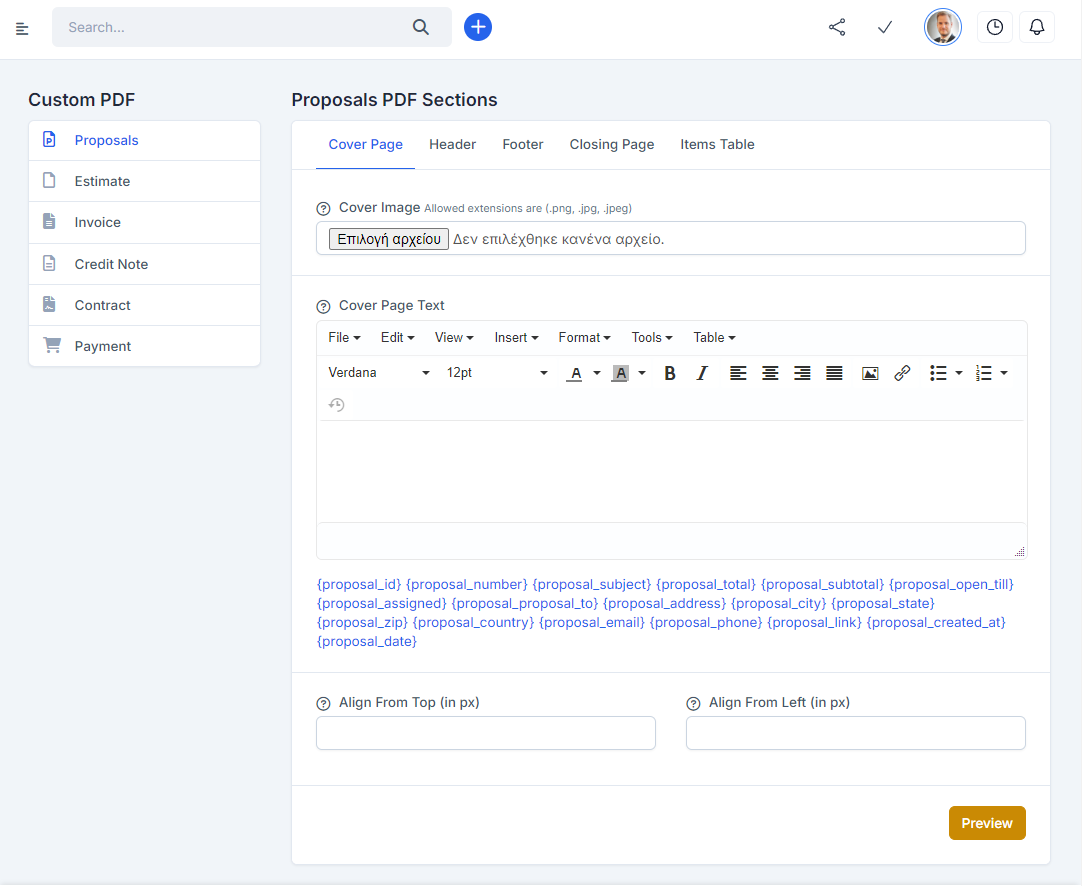 Módulo personalizado de PDF para Perfex CRM - 1