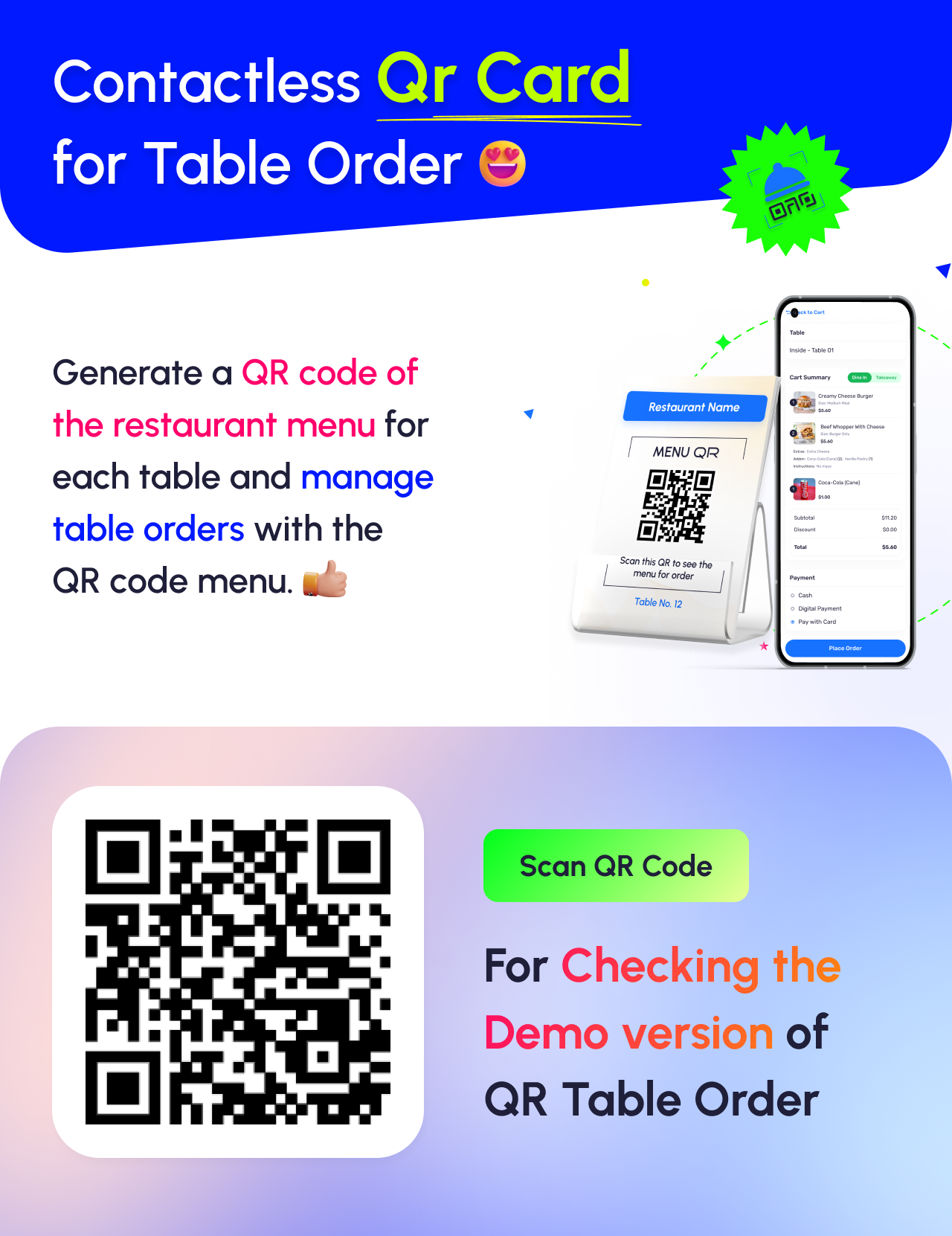 Contactless QR Menu Order and QR table ordering system