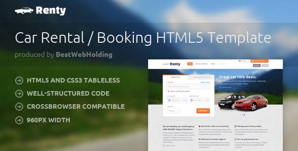 Renty - Car Rental & Booking HTML5 Template
