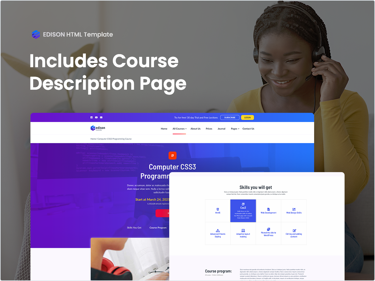 Includes Course Description Page