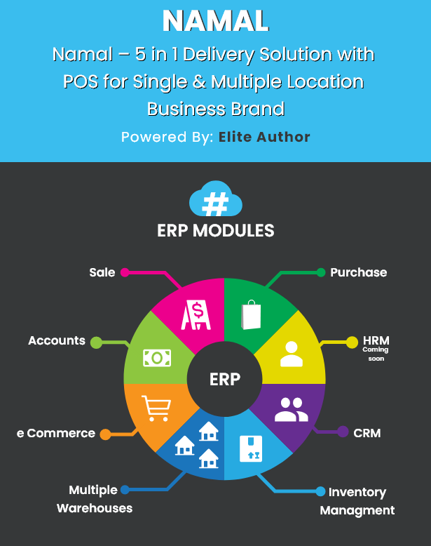 Namal – 5 in 1 Ionic Delivery Solution with POS for Single & Multiple Location Business Brand - 1