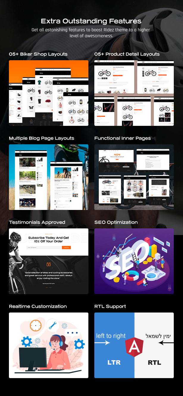 Bike Shop WordPress Theme Outstanding features