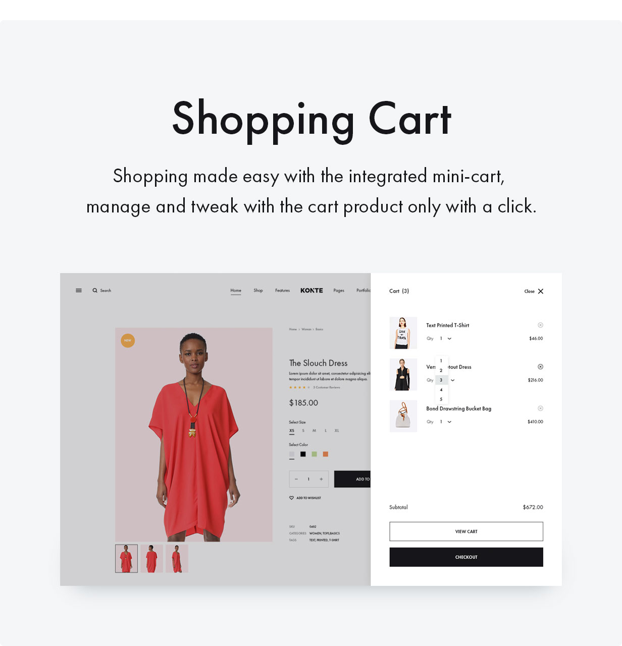 Konte WordPress theme with shopping cart