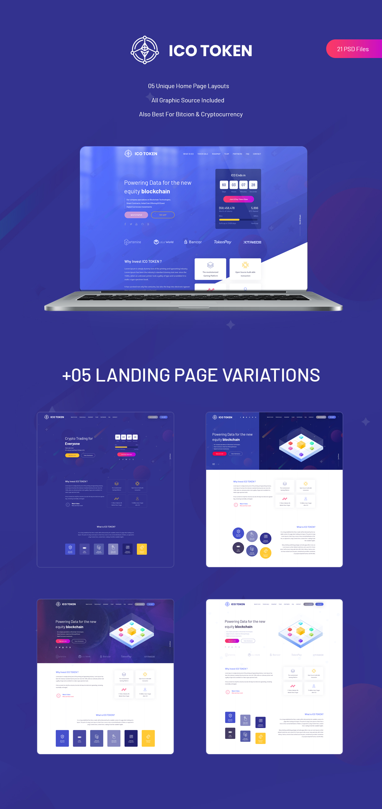 ICO TOKEN - Bitcoin & Cryptocurrency PSD Template - 2