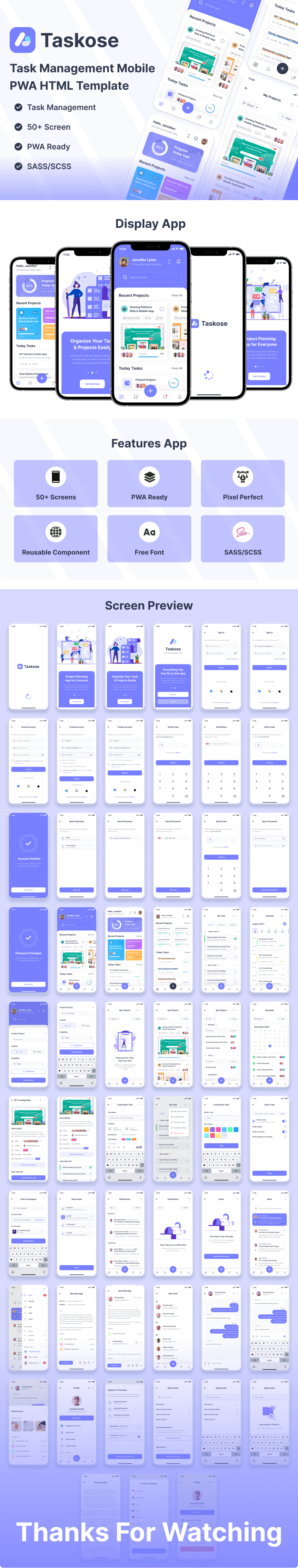 Taskose | Task Management Mobile PWA HTML Template