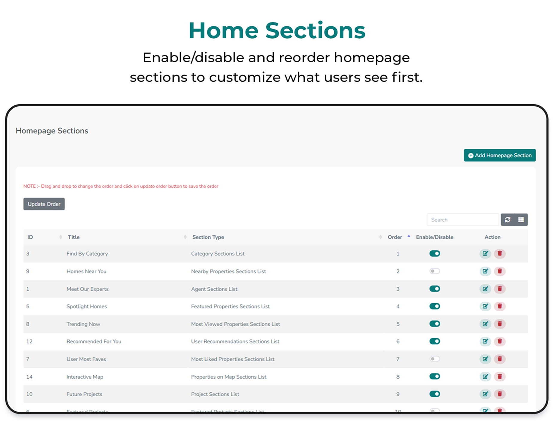Home Section - Real estate management software