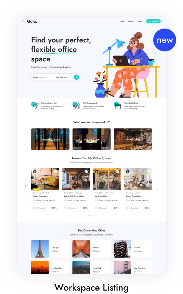 Workspace Listing WordPress Theme