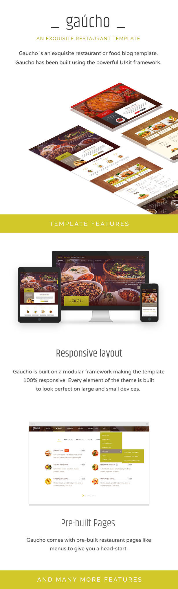 Gaucho is an exquisite food or restaurant HTML responsive template